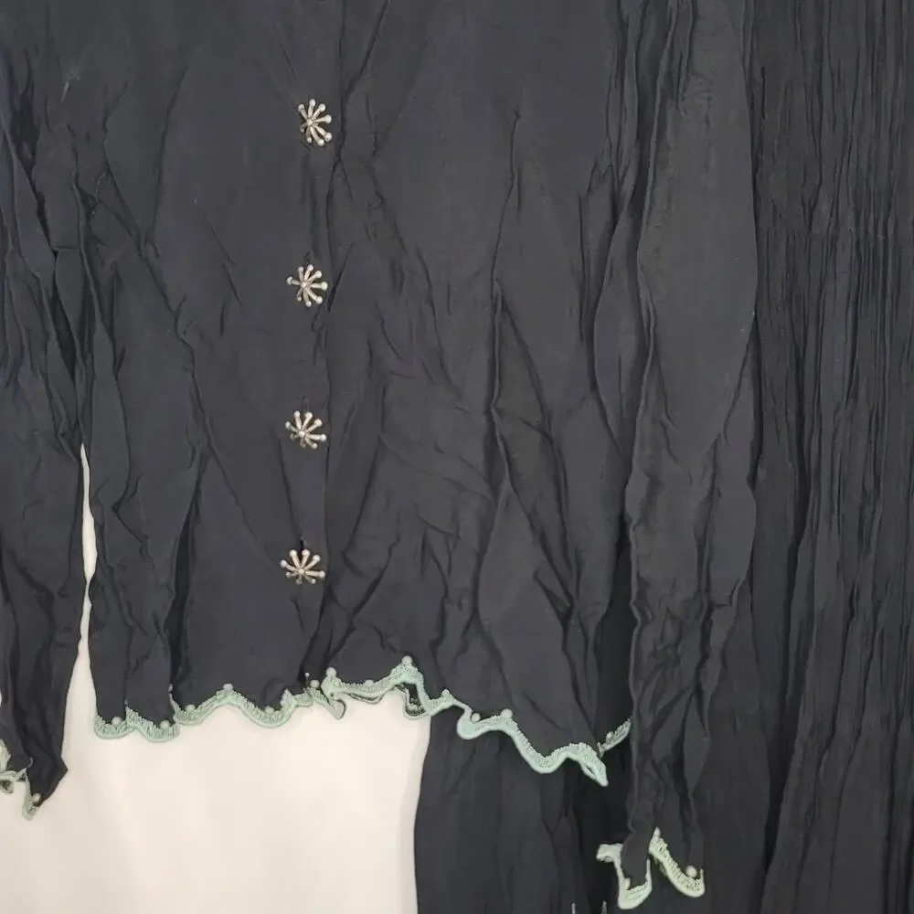 Double D Ranchwear- 2 piece boho set- Navy with embellishments- size Small/Med - Picture 2 of 16